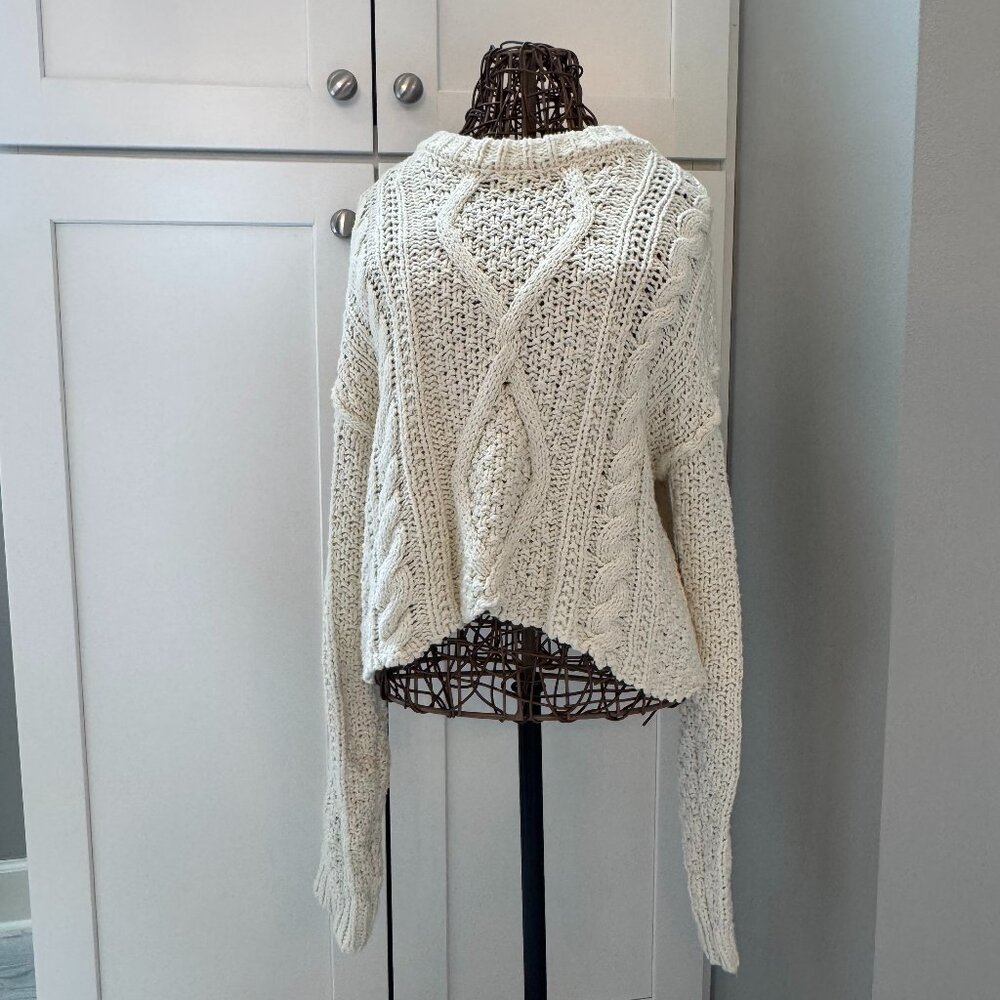 Free People | Cutting Edge Cable Pullover Sweater | Cream White | Large